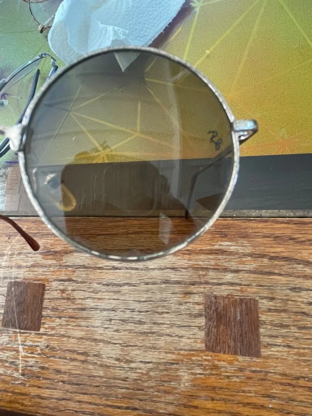 Vintage Ray-Ban Round Metal Sunglasses W/ Case Gold Frame Brown Lenses Retro Loo